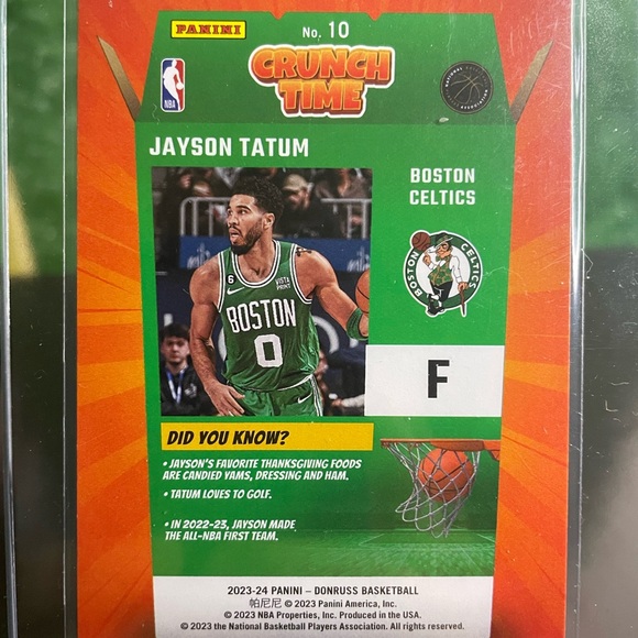 77. Panini CRUNCH TIME Jayson Tatum 2023-24 No. 10 Card 🔥🏀 - Picture 2 of 2